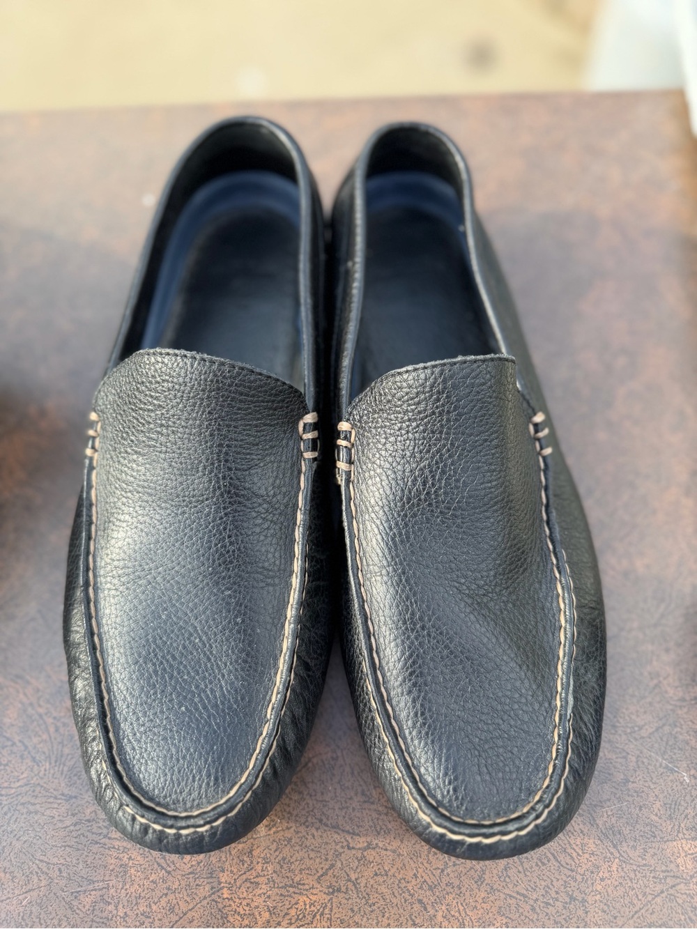 Polo by Ralph Lauren Black Pebbled Leather Slip-Ons